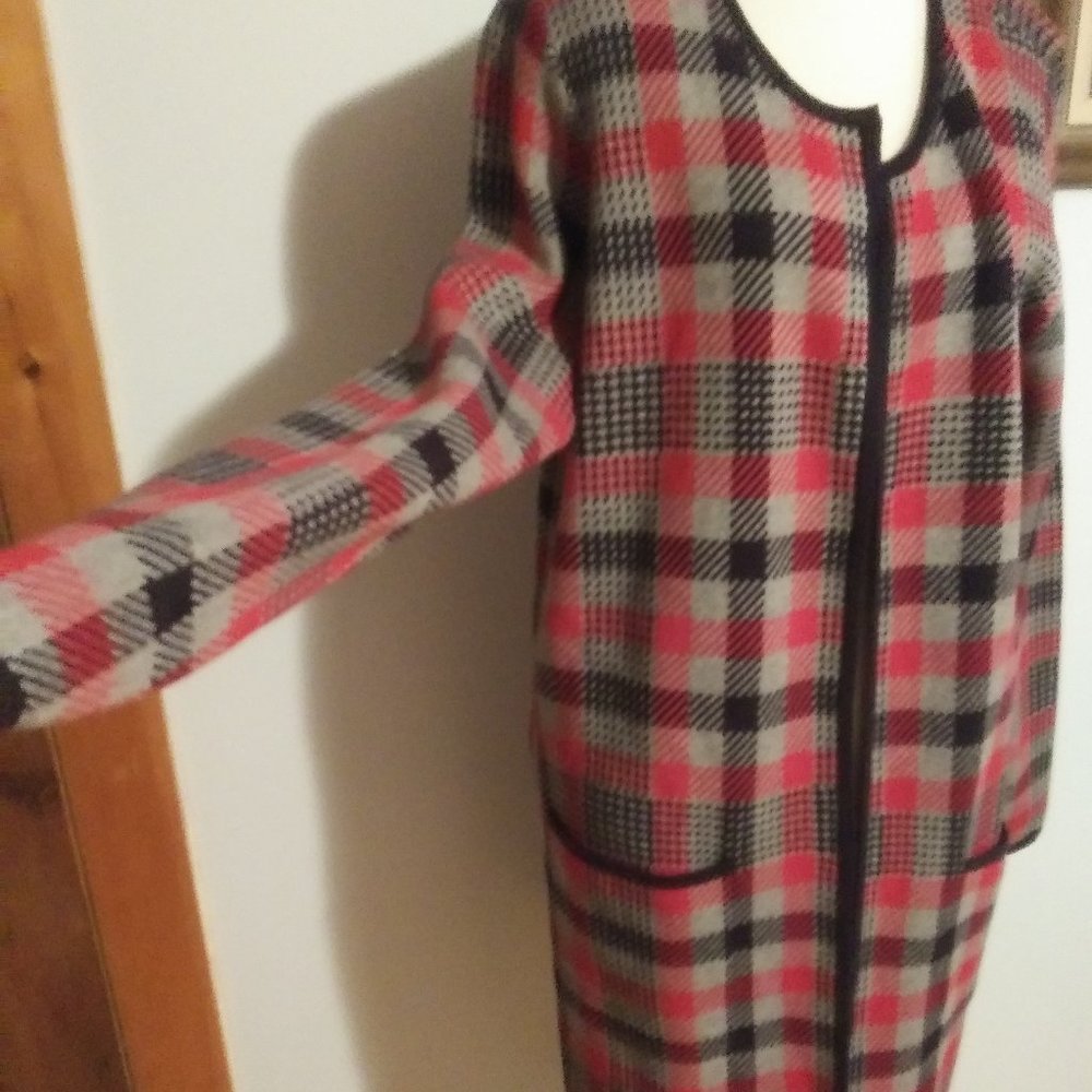 NWT Jones New York open Plaid Cardigan comfy cozy Large